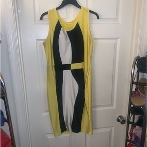 Black white and yellow dress